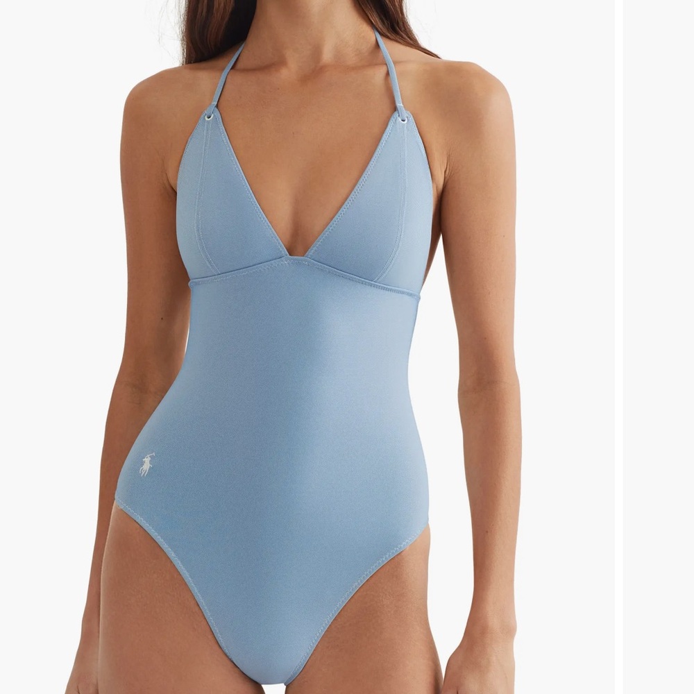 Polo Ralph Lauren Halter One-Piece Swimsuit Carolina blue